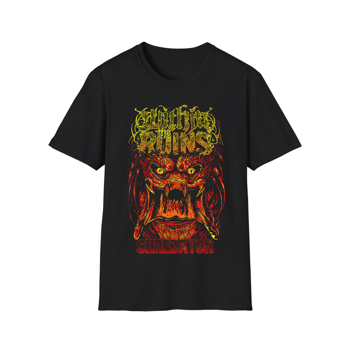 Red & Yellow Shredator Black Tee