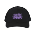 Embroidered Purple Logo Snapback Trucker Cap