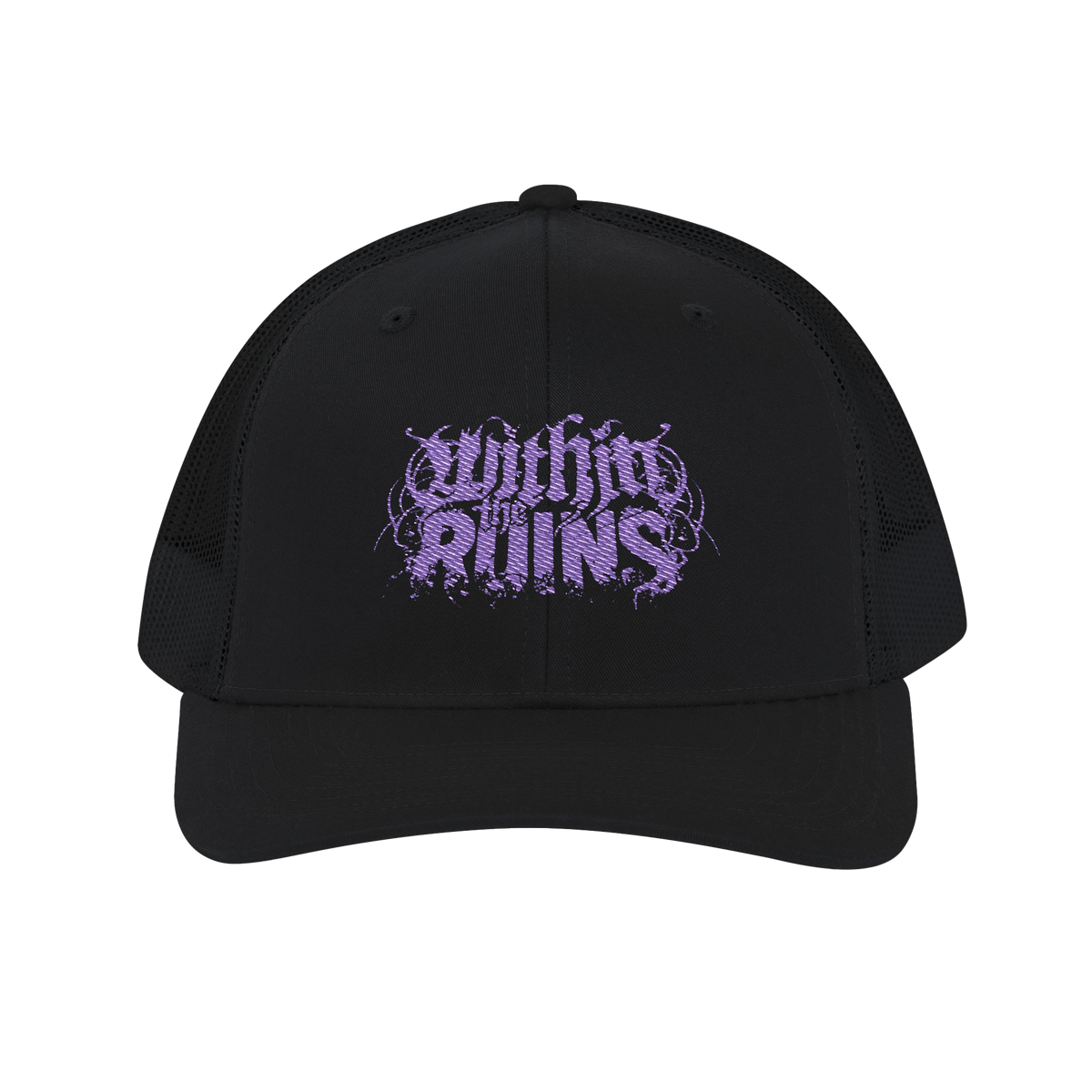 Embroidered Purple Logo Snapback Trucker Cap